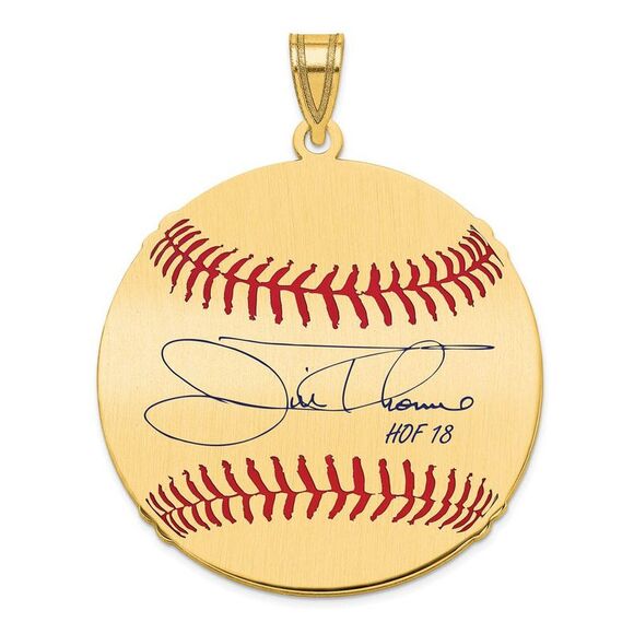 14K Gold Plated Jim Thome Signature LG Enamel Baseball Pendant